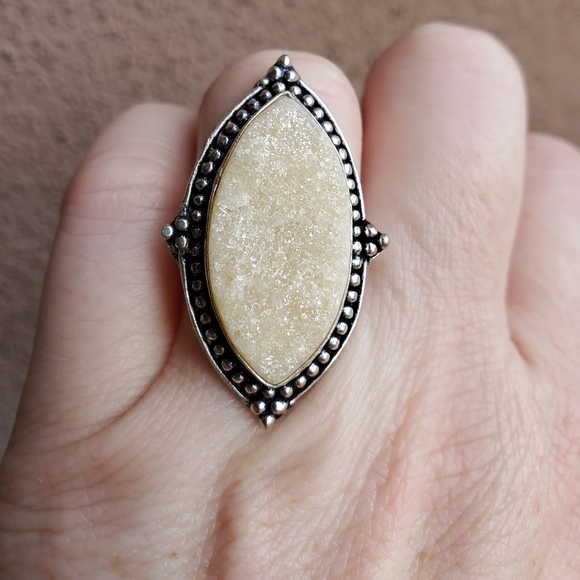 New Rough Yellow Aventurine 925 Silver Ring. - Picture 10 of 12